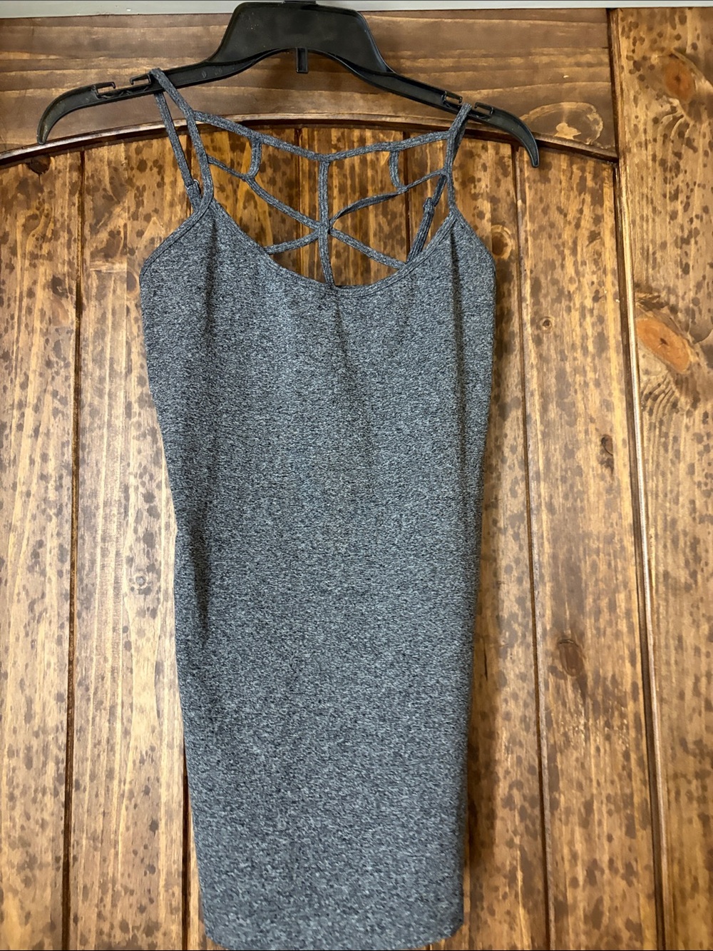 Zenana Outfitters Charcoal Gray Strappy Back Cami